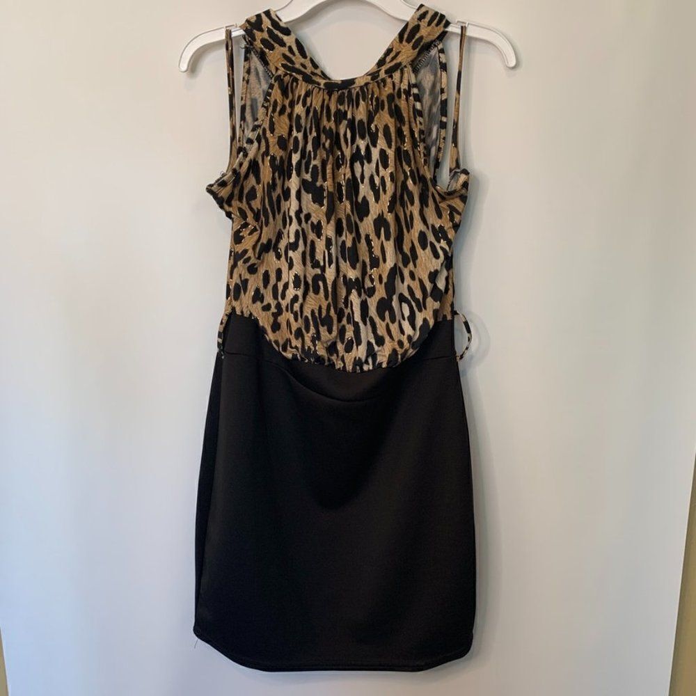 Leopard Print Stretch Midi Dress